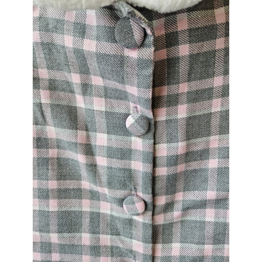 Sweet Heart Rose Baby Girl Lightweight Plaid Coat Faux‎ Fur Gray Pink 12M - Picture 4 of 7